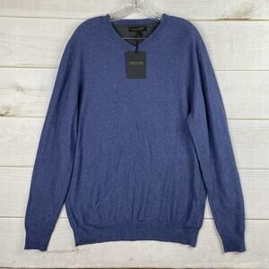 Lachlan Sweater Mens L Blue British Inspired V Neck Pullover 100% Cotton NWT